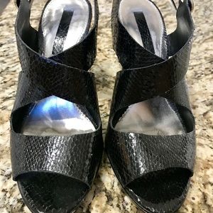 Black Strappy Low Platform Heels